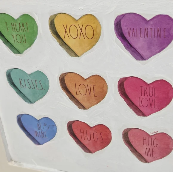 Rae Dunn Valentine's Day Conversation Colorful Hearts Wall Or Tabletop Decor - Picture 2 of 9